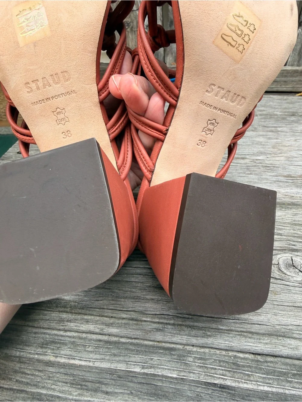STAUD Adeline Knotted Block Heel Mule in Spice size 38 NWOT